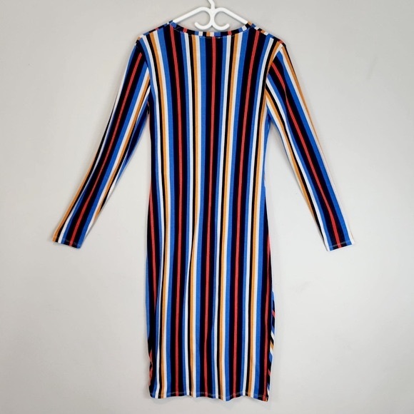 Zara Vintage Inspired Ribbed Stripes Midi Dress Sz. Medium - Picture 5 of 8